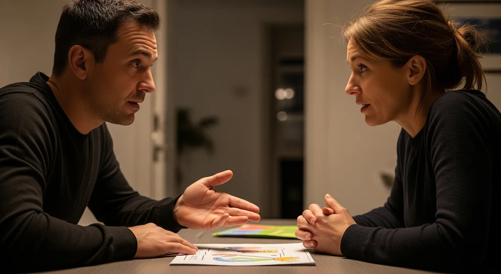 couple discutant de l'autorité parentale